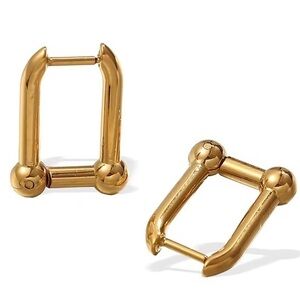 Elegant Gold Rectangular Hoop Earrings